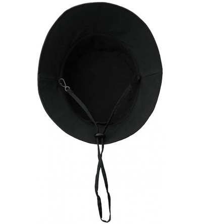 Bucket Hats Womens Bucket Sun Hat UPF 50 Chin Strap Adjustable Breathable - Black89024 - CD18NA5O3ES $17.98