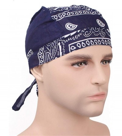 Skullies & Beanies Durag Skull Cap Cotton Biker Motorcycle Bandana Head Wrap Du Doo Do Rag Rags - White-2pcs - C9197TXNZQS $8.90