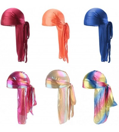 Skullies & Beanies Silky Durags for Men/Womens Waves Cap-Extra Long-Tail Holographic Headwraps for 360 Waves - A-assorted4 - ...
