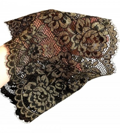 Headbands Stunning Stretch Wide Floral Lace Headbands in Many Beautiful Colors Handmade - Black Gold Shimmer - CL1264STCF7 $1...