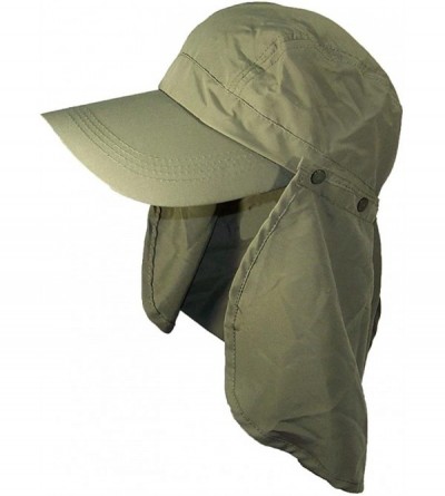 Baseball Caps Adult Long Billed Adjustable Ballcap W/Detachable Neck Flap (One Size) - Olive - CG17YUI6XMW $14.98