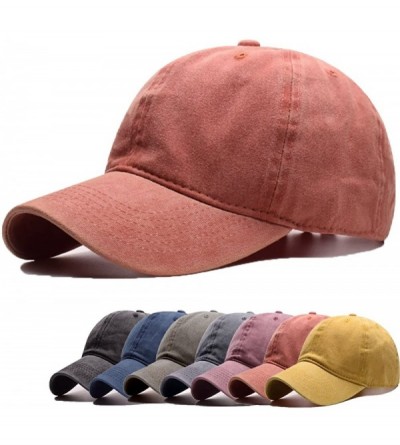 Baseball Caps Women Men Vintage Jeans Washed Distressed Baseball Cap Twill Adjustable Dad Hat - A-orange - C518G2GWNKR $10.00