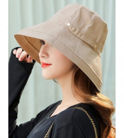 Sun Hats Women's Wide Brim Bucket Hat Packable Linen/Cotton Cloche Hat - 6w70-khaki - CT18TGEWNN3 $11.64