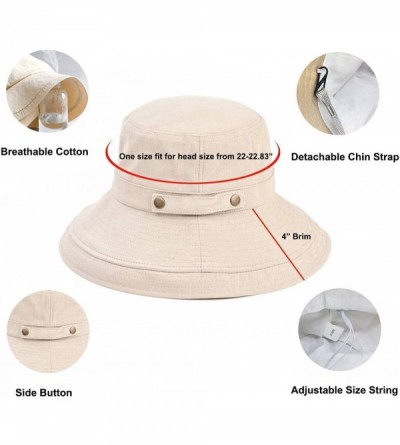 Sun Hats Women's Wide Brim Bucket Hat Packable Linen/Cotton Cloche Hat - 6w70-khaki - CT18TGEWNN3 $11.64