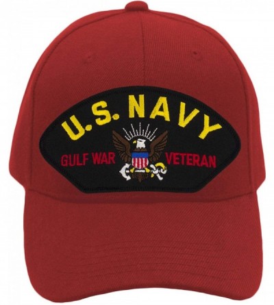 Baseball Caps US Navy- Gulf War Veteran Hat/Ballcap (Black) Adjustable One Size Fits Most - Red - CP18ORU5M37 $50.45