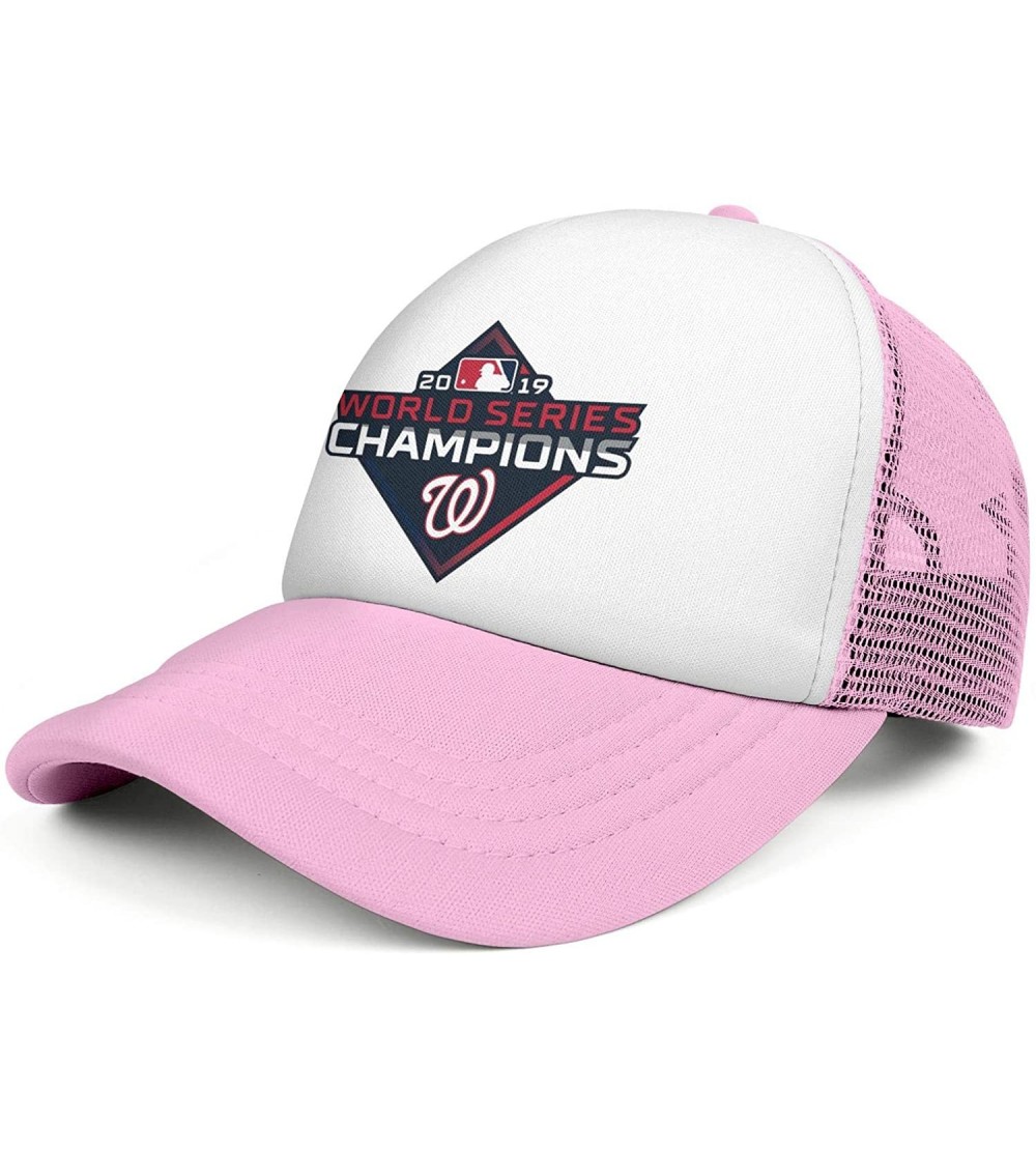 Baseball Caps Men's Women's 2019-world-series-baseball-championships-w-logo-Nats Cap Printed Hats Workout Caps - Pink-3 - C91...