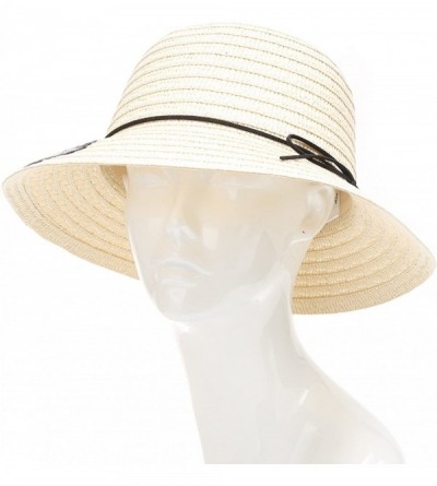 Fedoras Women's Summer Straw Sun Beach Fedora Hat with Band - Honey Bee-beige - CA18D4LCR6D $9.91