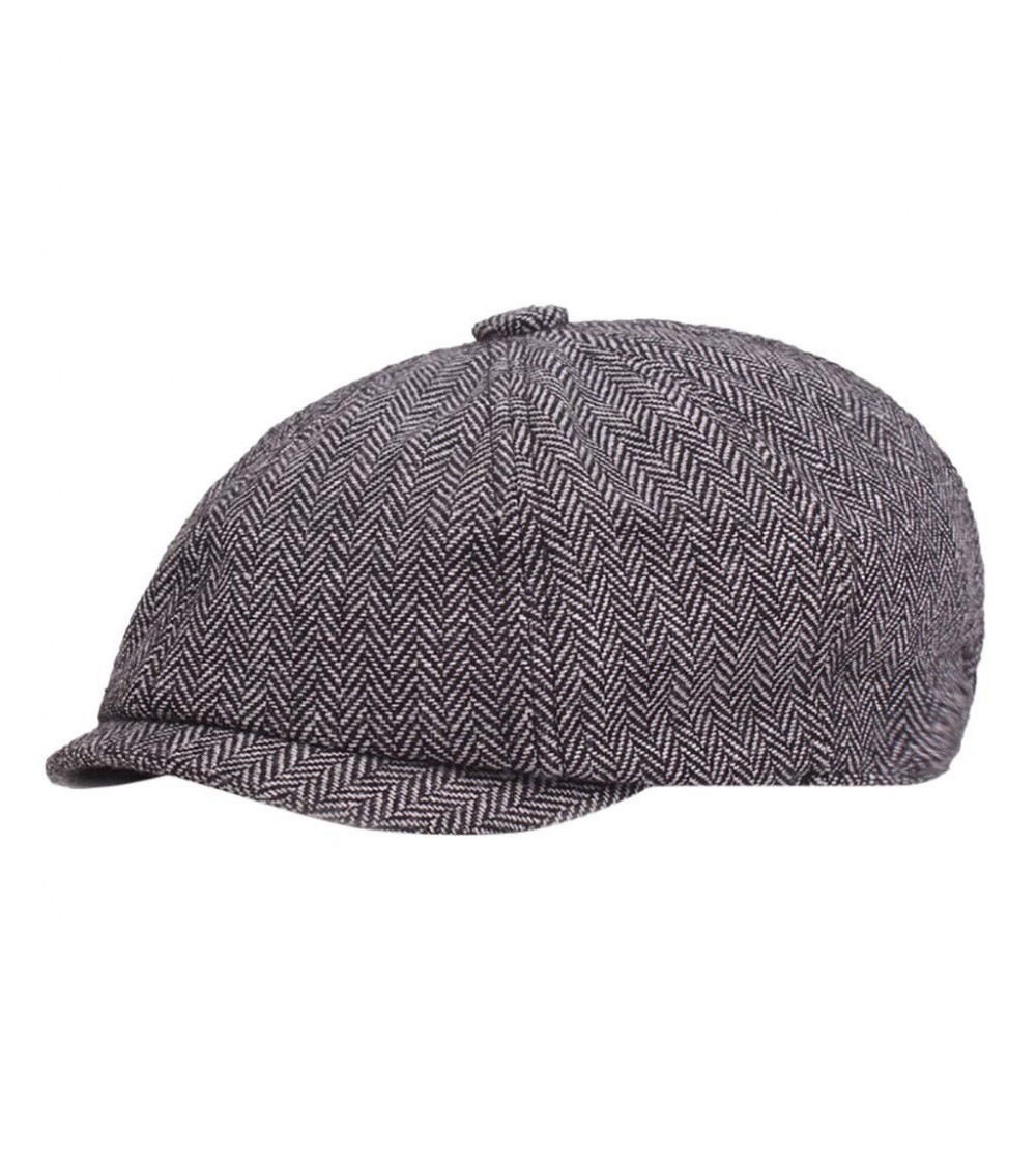 Newsboy Caps Men's Sale Black Grey Hat Classics Herringbone Newsboy Baker Boy Tweed Flat Cap Gatsby Hat (Navy) - Navy - CM18Q...