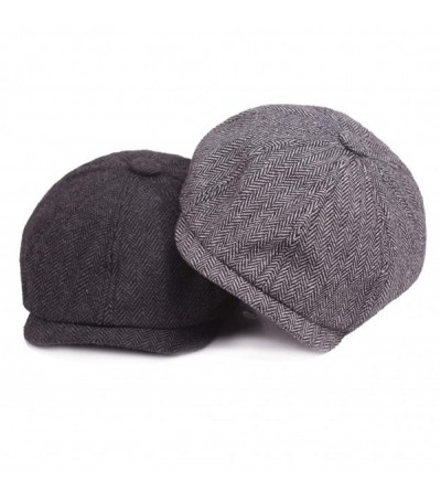 Newsboy Caps Men's Sale Black Grey Hat Classics Herringbone Newsboy Baker Boy Tweed Flat Cap Gatsby Hat (Navy) - Navy - CM18Q...
