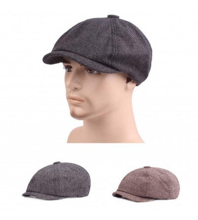 Newsboy Caps Men's Sale Black Grey Hat Classics Herringbone Newsboy Baker Boy Tweed Flat Cap Gatsby Hat (Navy) - Navy - CM18Q...