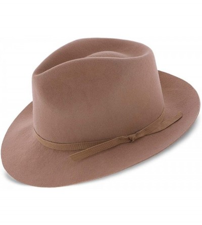 Fedoras Parker Wool Fedora Hat - Sand - C118QO8D75T $98.34