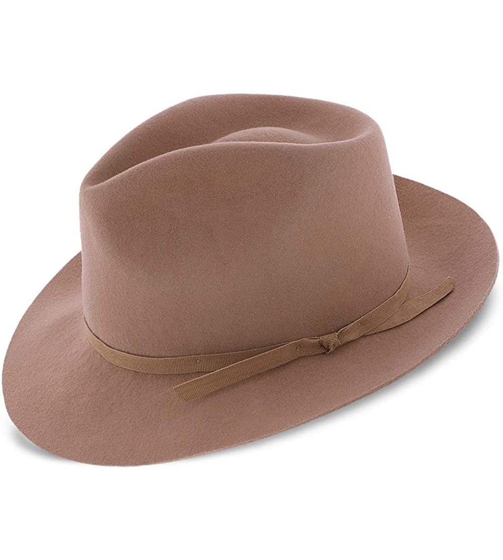 Fedoras Parker Wool Fedora Hat - Sand - C118QO8D75T $101.74