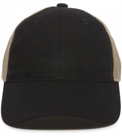 Baseball Caps Garment Washed Meshback Cap - Black/Tan - CT11IDG7JE5 $11.62