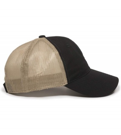 Baseball Caps Garment Washed Meshback Cap - Black/Tan - CT11IDG7JE5 $11.62