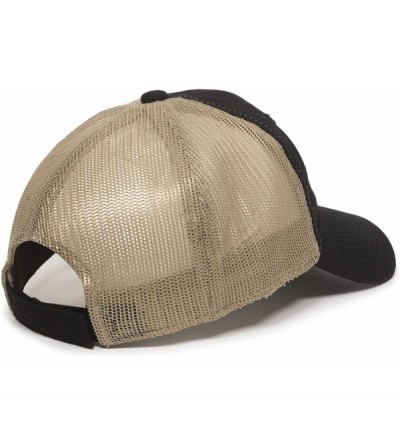 Baseball Caps Garment Washed Meshback Cap - Black/Tan - CT11IDG7JE5 $11.62