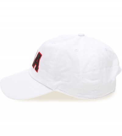 Baseball Caps USA American Flag Embroidered 100% Cotton Adjustable Strap Baseball Cap Hat - Usa - White - CO18C2HRIID $12.26