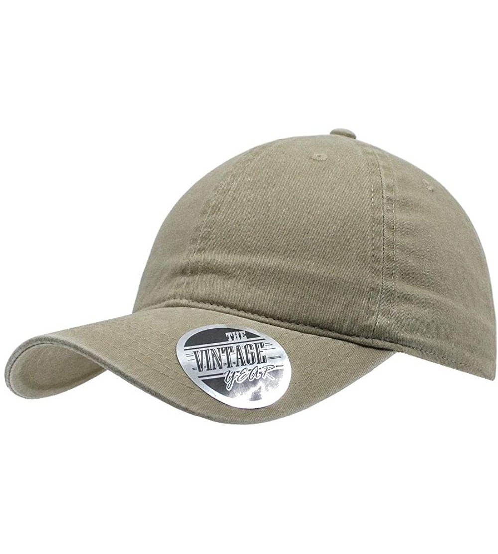 Baseball Caps Blank Dad Hat Cotton Adjustable Baseball Cap - Khaki Washed Strap - C412O3IKXQ2 $11.63