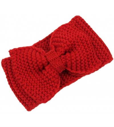 Headbands Women's Crochet Big Bow Knitted Winter Headband 1 - Red - CE1870GWURG $9.54
