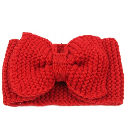 Headbands Women's Crochet Big Bow Knitted Winter Headband 1 - Red - CE1870GWURG $9.54