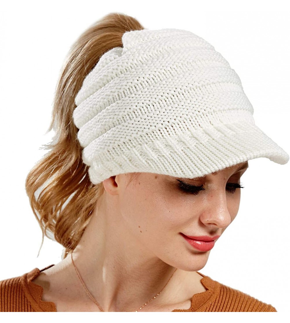 Baseball Caps Ponytail Cap Messy Trucker Adjustable Visor Baseball Cap Hat Unisex - Knit White - CD18KE9UZW4 $13.36