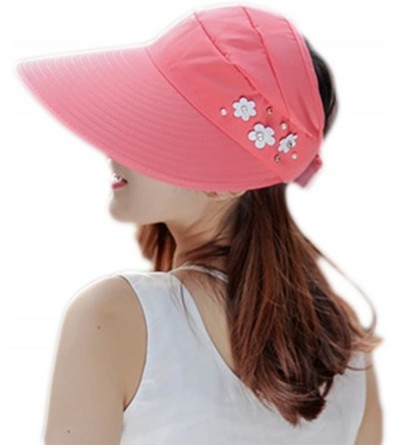 Sun Hats Wide Brim Summer Folding Hat UV Protection Sun Cap Beach Hat for Women - Light Red - CU184EZTLT8 $9.06