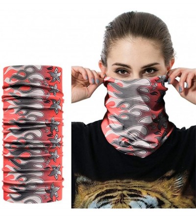 Balaclavas Seamless Face Mask Silk Fabric Headwear Headband Neck Gaiter Multifunctional - Black & Red & Flame - CQ197SM7MDR $...