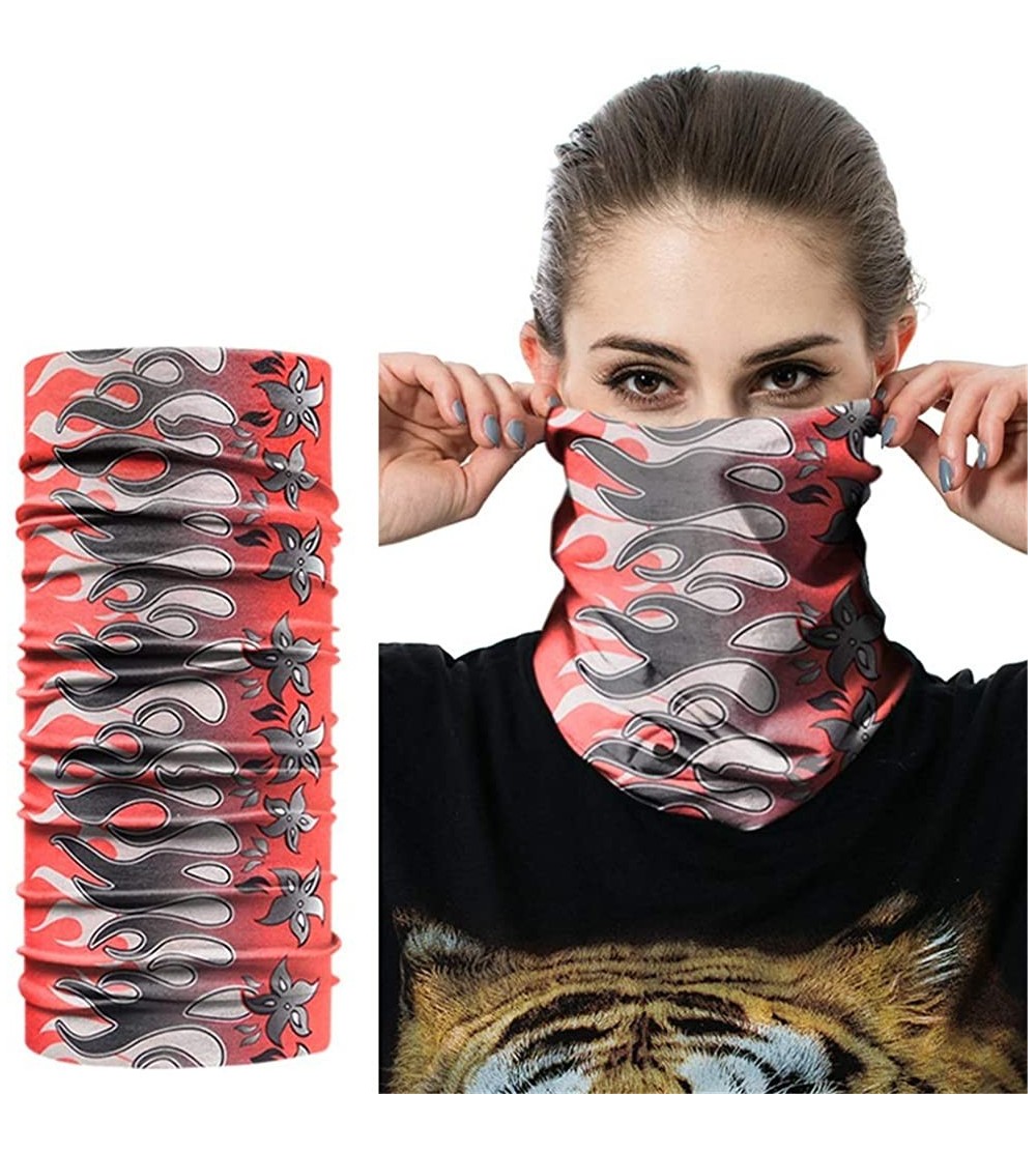 Balaclavas Seamless Face Mask Silk Fabric Headwear Headband Neck Gaiter Multifunctional - Black & Red & Flame - CQ197SM7MDR $...