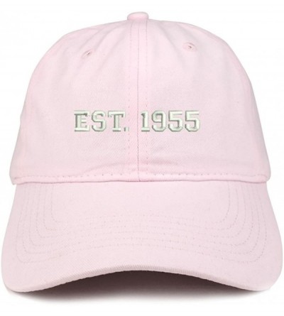 Baseball Caps EST 1955 Embroidered - 65th Birthday Gift Soft Cotton Baseball Cap - Light Pink - C9180NNIT43 $32.03
