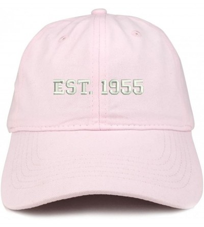 Baseball Caps EST 1955 Embroidered - 65th Birthday Gift Soft Cotton Baseball Cap - Light Pink - C9180NNIT43 $20.62