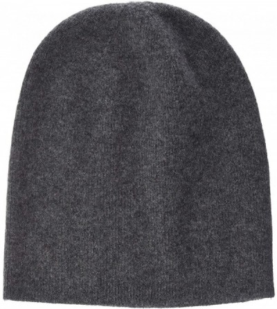 Skullies & Beanies Men's 100% Premium Cashmere Jersey Beanie - Dark Grey - CQ18QAGIN8A $29.03