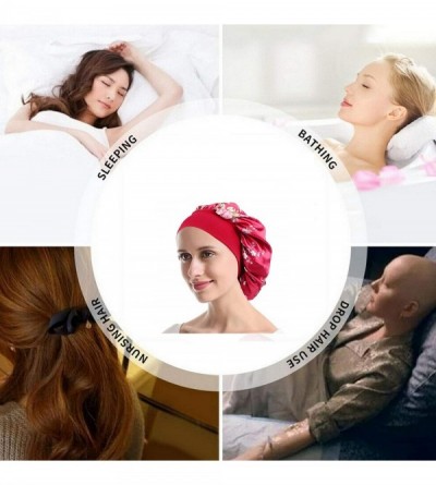 Skullies & Beanies Womens Sleep Night Cap Wide Band Satin Bonnet for Hair Beauty-Hair Care Cap-Chemo Beanie-Curly Springy Hai...