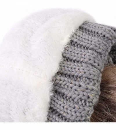 Skullies & Beanies Fleece Lined Women Winter Beanie Hats Faux Fur Pom Pom Beanie Hat - Red Tan - C718I5OKDCU $6.95