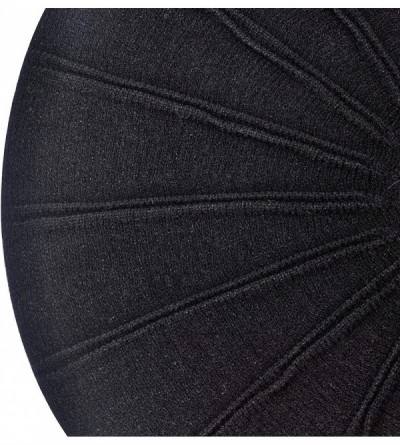 Berets French Beret hat- Reversible Solid Color Cashmere Knit Warm Beret Cap for Womens Girls - Black - CL18WDSGS02 $15.28