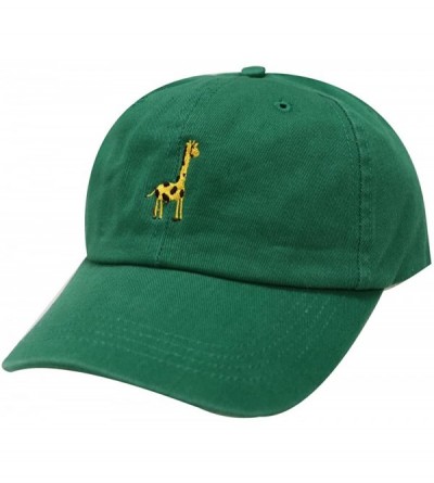 Baseball Caps Giraffe Cotton Baseball Dad Caps - Kelly Green - CX12MXBTFDY $9.70