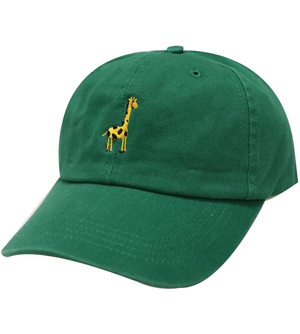 Baseball Caps Giraffe Cotton Baseball Dad Caps - Kelly Green - CX12MXBTFDY $9.70