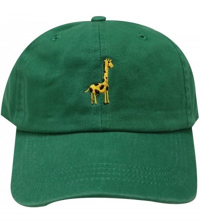 Baseball Caps Giraffe Cotton Baseball Dad Caps - Kelly Green - CX12MXBTFDY $9.70