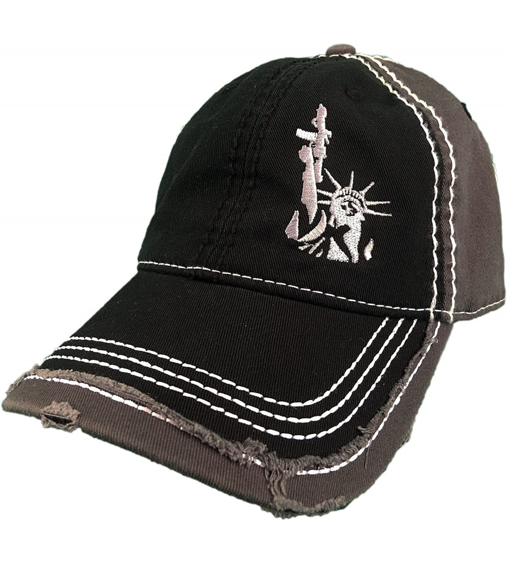 Baseball Caps Lady Liberty with AR-15 Pistol hat 2nd Amendment Statue of Liberty Gun Black/Grey - CZ18849MEG8 $24.05