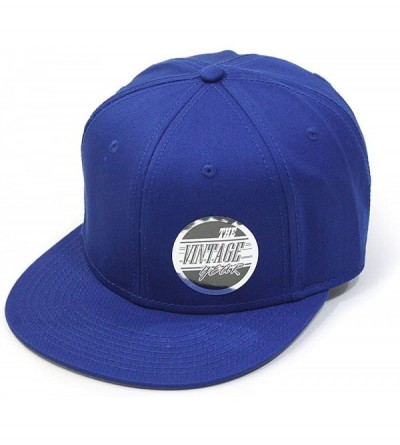 Baseball Caps Premium Plain Cotton Twill Adjustable Flat Bill Snapback Hats Baseball Caps - Royal - CI12BIXI4TN $14.07