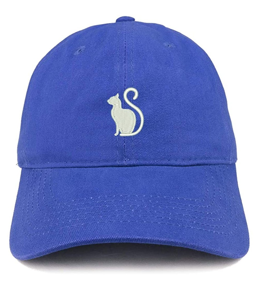 Baseball Caps Cat Image Embroidered Unstructured Cotton Dad Hat - Royal - C918S65DEXU $22.03