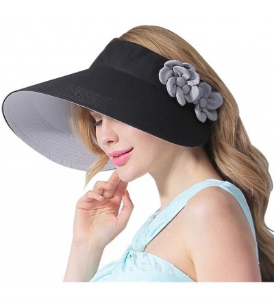 Visors Women's Summer Sun Hat Large Brim Visor Adjustable Nylon Buckle Packable UPF 50+ - CV195HNEZLY $33.90