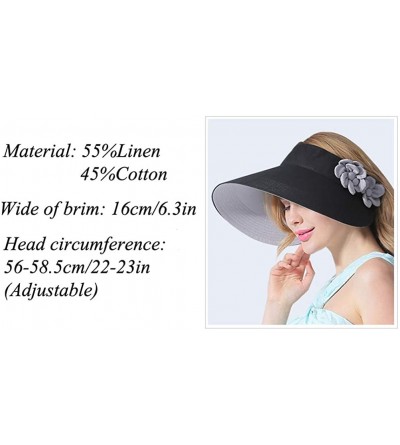 Visors Women's Summer Sun Hat Large Brim Visor Adjustable Nylon Buckle Packable UPF 50+ - CV195HNEZLY $14.09