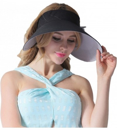 Visors Women's Summer Sun Hat Large Brim Visor Adjustable Nylon Buckle Packable UPF 50+ - CV195HNEZLY $14.09