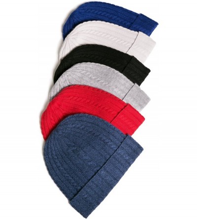 Skullies & Beanies Women's 100% Pure Cashmere Cable Knit Hat Super Soft Cuffed - Royal Blue - CQ11I5HRNUH $44.92