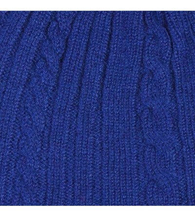 Skullies & Beanies Women's 100% Pure Cashmere Cable Knit Hat Super Soft Cuffed - Royal Blue - CQ11I5HRNUH $44.92