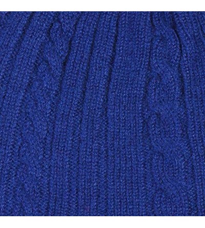 Skullies & Beanies Women's 100% Pure Cashmere Cable Knit Hat Super Soft Cuffed - Royal Blue - CQ11I5HRNUH $44.92