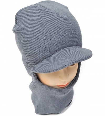 Balaclavas Unisex Open-Face Knit Ski-Mask with Visor - Charcoal - CX11545647L $8.91