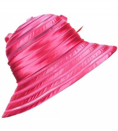 Sun Hats Women's Oganza Sun Hat Cloche Oaks Church Dress Bowler Derby Wedding Tea Party Hat - Hot Pink - CM188707U8R $14.13