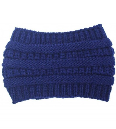 Skullies & Beanies Women Fashion Outdoor Solid Splice Hats Crochet Knit Holey Beanie Cap Headband - Blue - CN18AHSIQ6O $9.65