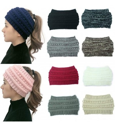 Skullies & Beanies Women Fashion Outdoor Solid Splice Hats Crochet Knit Holey Beanie Cap Headband - Blue - CN18AHSIQ6O $9.65