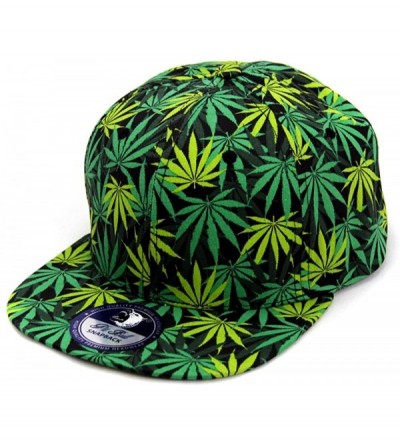 Baseball Caps Marijuana Weed Leaf Cannabis Snapback Hat Cap - All Over Green - CS129AYMBNB $13.20